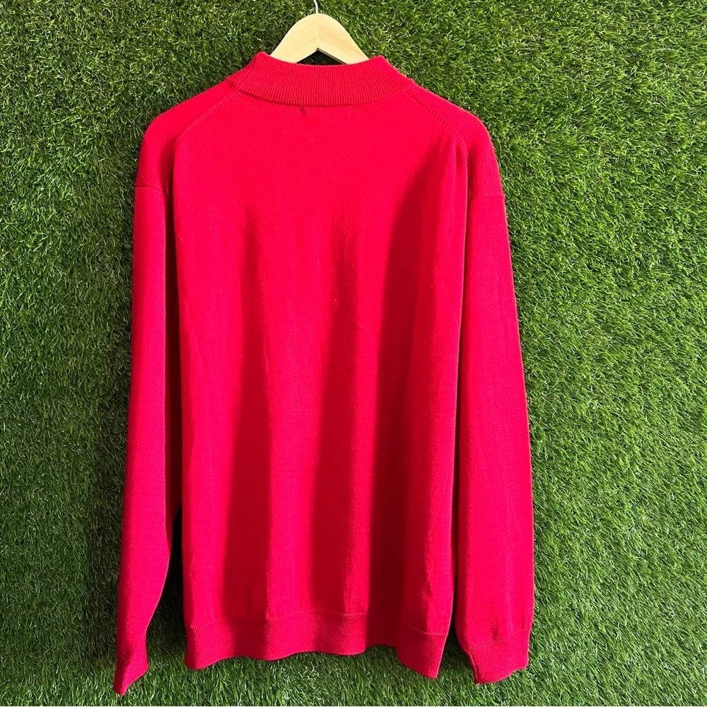 Linea Uomo Red Mock Neck Wool Blend Sweater